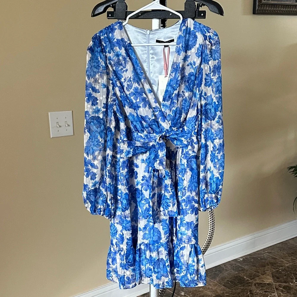 Alex Marie Simone Blue Floral Long Sleeve Dress - Picture 2 of 6